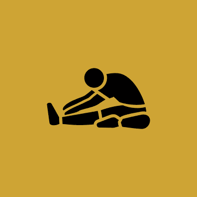 Person stretching on yellow background icon.