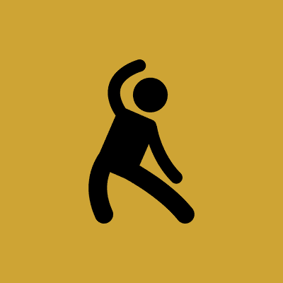 Silhouette of person stretching on yellow background.