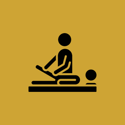 Person giving a massage icon on yellow.